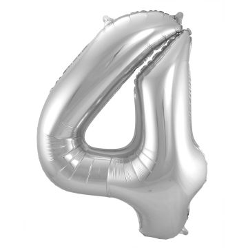 Cijferballon 4 zilver
