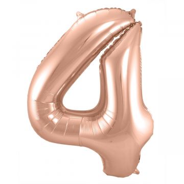 Folie ballon cijfer 4 Rosé goud, 86 cm