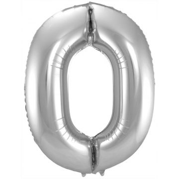 Folieballon cijfer 0 zilver